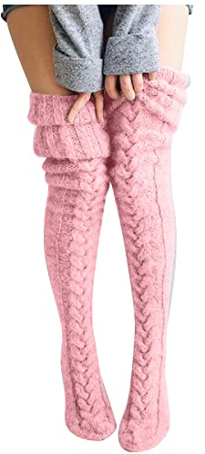 Kolylong® Overknee Socken Damen - Warme Wintersocken Grobstrick Stricksocken Kniestrümpfe Strumpfhosen - Winter Strümpfe Stricken Kuschelsocken