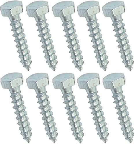 AERZETIX - C44581 - Juego de 10 - Tornillo para madera - Tirafondo - cabeza hexagonal - 6 lados - M8x40mm - acero galvanizado - DIN571 - metal - bricolaje