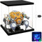 Nonemey Acryl Vitrine Schaukasten mit Licht Transparent Display Case Box für Modellautos Figuren Collectibles Schwarz Vitrine 15x15x15cm