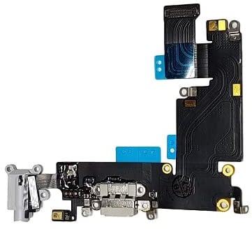 DHLK® Charging Dock connector compatible with iPhone 6 Plus - Charging Port Flex Cable, Light Grey (A1522, A1524, A1593)