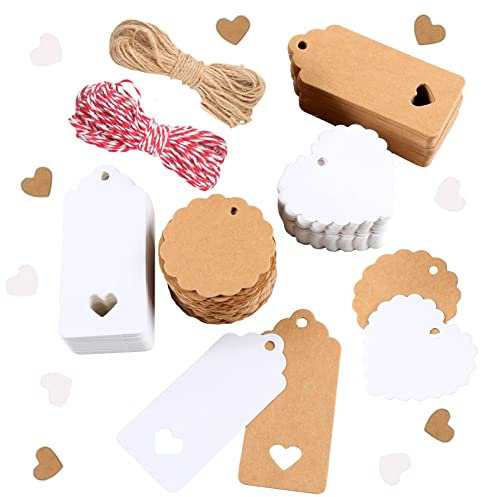 200 Stück Geschenkanhänger Weihnachten, Geschenkanhänger, Geschenkanhänger Kraftpapier, Etiketten Weihnachten mit 20M Juteschnur, Geschenke für Weihnachten, Papieranhänger Geschenk Tags DIY Deko