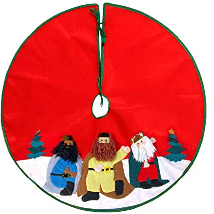 TIENDA EURASIA - Faldón para Árbol de Navidad, Adornos para Pie de Árbol, Falda de ø106 cm, Fabricado en Paño (Reyes Magos)