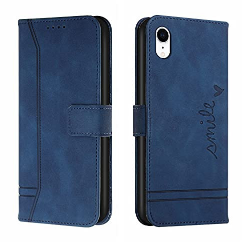 Trugox Handyhülle für Apple iPhone XR Hülle Klappbar Klapphülle mit Kartenfach Handytasche Handy Schutzhülle Tasche Leder Wallet Flip Case Slim Book Cover - Blue