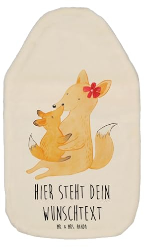 Mr. & Mrs. Panda Personalisierte Wärmflasche Fuchs Mama - Personalisierte Geschenke, Wärmflasche mit Namen, Papa, Wärmflaschenbezug mit Namen,