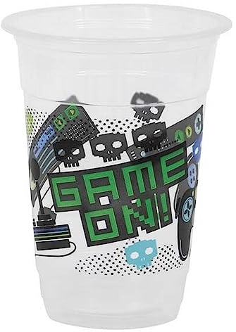 Unique 8 XL Plastic Cups Gaming Birthday Party