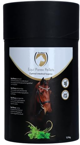 Excellent Equi Parex Pellets – 1,5 kg Ergänzungsfuttermittel für Pferde – Unterstützt eine gesunde Magen- und Darmflora – Natürliche Darmpflege