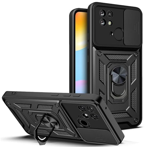 betterfon Handyhülle für Xiaomi Redmi 10C | Stoßfest & Kratzfest | Mit Kameraschutz, Anti-Fingerabdruck & robustem Panzerschutz-Design | Schwarz