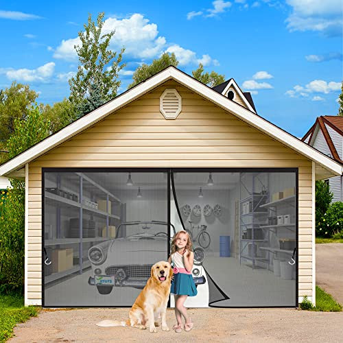 Mosquitera magnética de Manos Libres de Verano, 295 x 280 cm Cortina Abatible Antimosquitos, Malla proteccion para puertas con adhesivo Negro