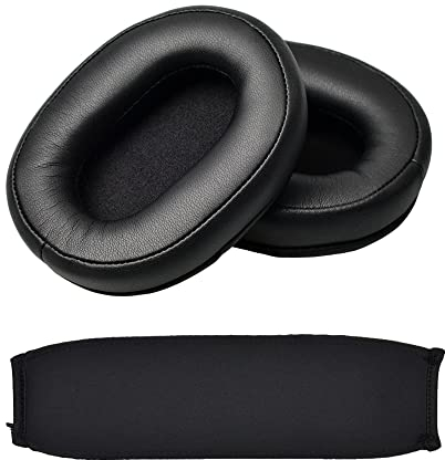 JHZZWJ Almohadillas de repuesto para auriculares y diadema para diámetro ATH M50x / M50 / M50xBT / M50RD / Audio Technica M40X /M30x /M20x /MSR7 Monitor/ATH-ANC9 almohadillas de piel sintética