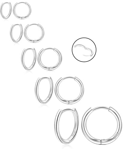 NEVEGE Ohrringe Silber 925 Creolen kleine Ohrringe Creolen Silber für Damen Hypoallergen Huggie kleine Ohrringe Creolen Leichte Silber Ohrringe Creolen für Damen Mädchen 6/8/10/12/14 mm