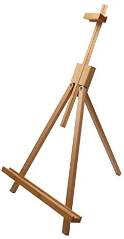 Paintersisters® Display Staffelei Prato, Tischstaffelei aus Buchenholz, Sitzstaffelei für Keilrahmen bis 70 cm, klappbarer Bildhalter, Ministaffelei, Dreibein