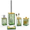 GAHEFY Salbeigrün Badezimmer-Zubehör-Set, Zahnbürstenhalter, Seifenspender, Wattestäbchen-Halter, Seifenschale, WC-Bürste mit Halter, Boho-Bambus-Badezimmer-Dekor, Acryl (Grün)