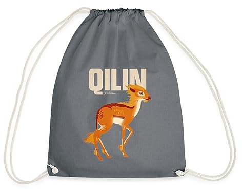 Spreadshirt Phantastische Tierwesen 3 Qilin Einhorn Turnbeutel, One size, Grau