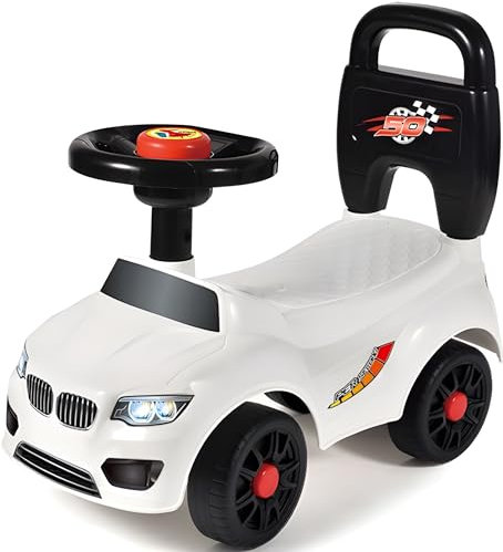 Kadii Rutschauto Kleines Kinderfahrzeug Lauflernhilfe mit Hupe Kippschutz Geschenk ab 10 Monaten (Weiß)