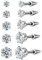 JewelryWe Spike Ohrstecker Set Zirkonia: 5pcs Edelstahl Spitze Schrauben Ohrstecker mit Zirkonia Punk Gestüt Ohrringe Fakeplugs Fake Piercing für Herren Damen Silber