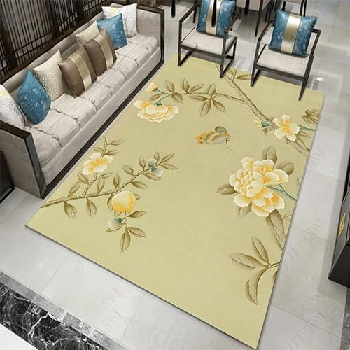 DUGYGA In und Outdoorteppich Yellow Rose,in Handarbeit hergestellt Teppich für den Innen und Außenbereich, Terrasse, Garten, Wohnzimmer oder Küche 60X100CM(23X52inch)