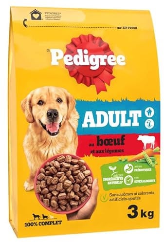 PEDIGREE Adult Trockenfutter mit Rindfleisch und Gemüse für Erwachsene Hunde, 10 kg, 3 kg