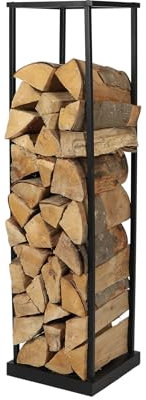Spetebo Metall Kaminholzständer schwarz - 115 x 31 cm - Brennholzregal aus Eisen im industrial Design - Kaminholz Stapelhilfe Regal für Feuerholz Holzlager