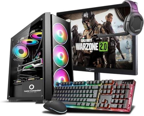 Outlet Computer Outsider Computadora de Escritorio Fija PC Gaming RTX 5050 8 GB GDDR6 - Monitor - Teclado - Ratón - Audífonos - Windows 11 Pro - WiFi USB - HDMI (RAM 32 GB, Monitor 27)