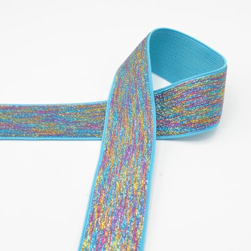Gummiband Glitzer 40 mm – elastisches Band in 11 Farben – Gummilitze für Kleidung, Accessoires, DIY & Nähen – hochwertig & vielseitig einsetzbar (multicolor)