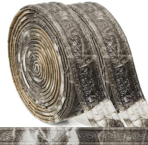 WAPANE Selbstklebende Wandbordüre mit 3D-Relief – Dekorative Schaumstoff Zierleiste für Küche und Bad, klassische Fliesen- und Spiegelrahmen Bordüre Marmor für