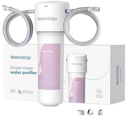 Waterdrop WD-BFU2, Filtre à Eau pour la Salle de Bain pour les Soins du Visage, Réduit le Chlore, le Calcaire dans l'Eau, Réduit les Rougeurs et Irritations de la Peau, Filtration à 4 Niveaux