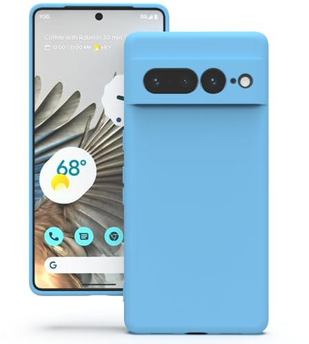 YATWIN Hülle für Google Pixel 7 Pro, Silikon Handyhülle mit Futter, 1mm Kamera und Displayschutz, Dünn & Leicht, Anti Kratzer Case, Himmelblau