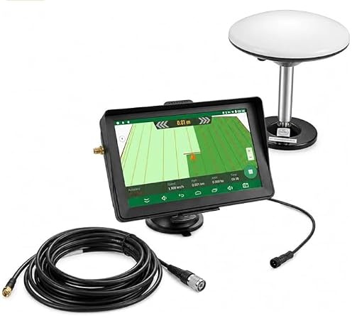 7 Inch Agricultural Tractor GPS Guidance System High Precision Farming GPS Strong Anti-Interference GNSS Antenna, Suitable for Plowing Sowing Farmland and Weeding Automatic Positioning GPS Navigator