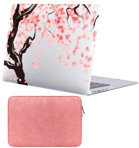 FFBOFFC Hülle Kompatibel mit MacBook Air 13,6 Zoll 2024 2022 Freisetzung Modell A2681 A3113 M3/M2 mit Retina Display & Touch ID, Plastik Hartschale Schutzhülle & Hülle Tasche, Rosa Blume