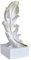 Feder Statue Feder Figur Dekoration Feder Skulptur Desktop Ornament für Wohnzimmer, Weiß 9.5x8.2x21cm