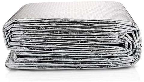 Double Sided Reflective Insulation Roll Self-adhesive Foil Insulation Window Heat Radiant Barrier for Garage Door Caravan Lofts Winter and Summer(Size:1 * 25m/3.2 * 82FT)