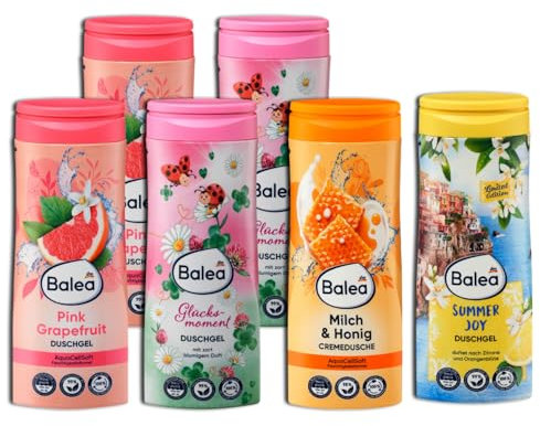 Balea 6er Set: 5 x Duschgel, 1 x Cremedusche, Ohne Alkohol (6 x 300 ml = 1800 ml)