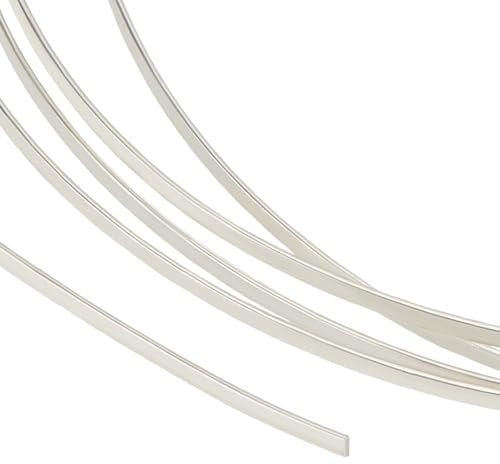 BENECREAT 0.5m/1.64 Feet 999 Sterling Silver Wire, 1.2mm/16 Gauge Dead Soft Flat Beading Wire, Craft Flat Silver Wire for Jewelry Making