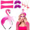 SPERMUOY Flamingo Kostüm Accessoire,5 Stück Flamingo Kostüm Damen mit Flamingo Haarreif Flamingo Hut Flamingo Halskette Flamingo Ohrringe,Flamingo Accessoire Set für Damen