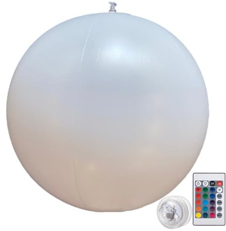 WMFASBAG Ballon Gonflable Lumineux de Piscine télécommandé Ballon de Plage Gonflable Rougeoyant à LED 16 Couleurs Boule de Jeu d'eau d'été lumière décoration de fête de Mariage de Plage