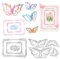 2 Stück Stanzschablonen Silikonstempel Stanzschablonen Neuheiten 2025 Prägeschablonen Metall Stanzschablone Stempel Blumen Stanzformen Schmetterling Fotorahmen für Kartenherstellung DIY Scrapbooking
