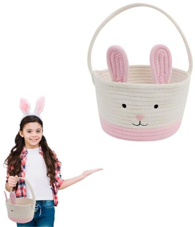 Cesta Pascua Infantes – Canasta Espaciosa para Huevos de Pascua con Diseño de Conejito, Perfecta para la Celebración de Pascua