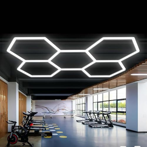 Iluminación de garaje LED Hexagonal, Lámpara de techo LED de panal, lámpara de garaje hexagonal, 1 a 8 agujeros para elegir, apta para garajes, lavaplatos, gimnasios o centros comerciales, etc