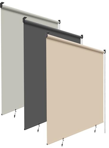 HOMEDEMO Außenrollo Senkrechtmarkise Außen, sonnenschutzrollo Outdoorrollo, aussenrollo Wetterfest Windschutz Sichtschutz, Vertikalmarkise für Balkon & Terrasse, 180x240cm(BxH) Khaki