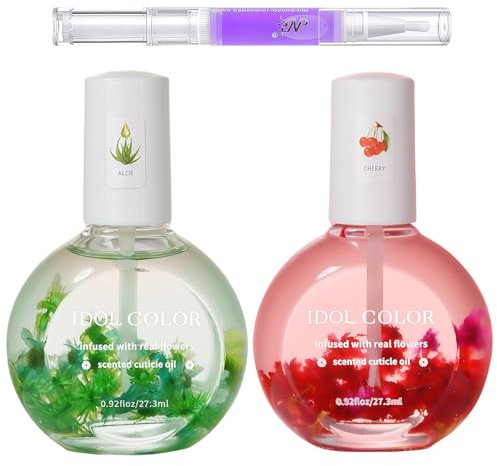3 Stück Nagelpflegeöl Set - Blumen Nagelöl mit Aloe Vera & Cherry Scent - Lavender Nagelöl Stift - Stärkung und Moisturizer Nagelpflegeprodukte Kit - Nail Cuticle Oil Pflege für Hände und Füße