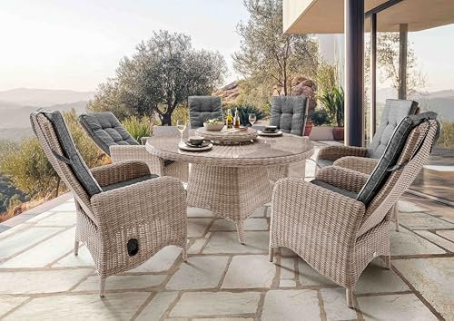 Destiny Sitzgruppe Palma Luna Sitzgruppe 6 HL+ Tisch Ø 150x75cm Natur meliert