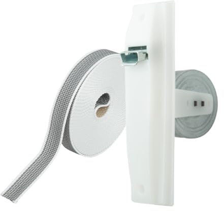 IdeaGenesis - Pack Recogedor persiana para Empotrar en obra y cinta reversible para persianas enrollables | Enrollador persiana y correa 22mm | Sistema Universal (Blanco Cinta 22mm, Grande)