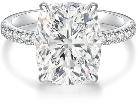 AVECON 3CT Elongated Cushion Cut Engagement Ring for Women Half Eternity, 7