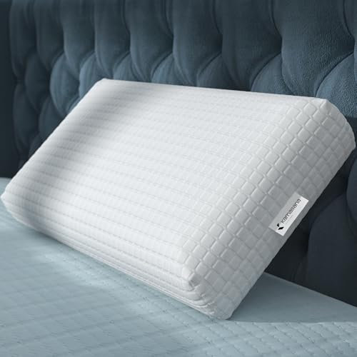 KAMASANA Cuscino per Dormire su un Fianco 40 x 80 cm, Altezza 16 cm – Cervicale Ortopedico – Guanciale Memory Foam Ergonomico con Lato Morbido e Rigido