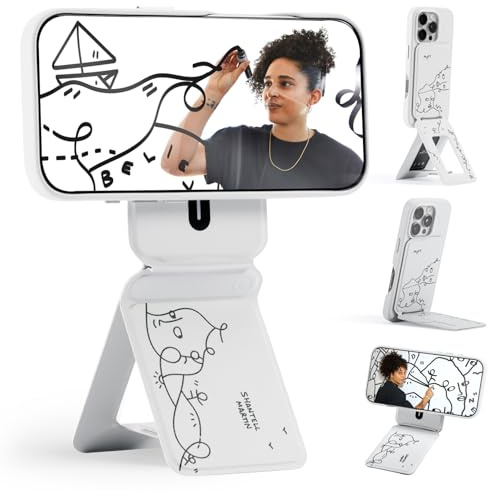 MOFT x Shantell Martin Stativ für iPhone 17/16/15/14/13/12 Serie, Snap Unsichtbarer Tragbarer Leichter Handy Stativ Ständer mit 3 Modi für Self-Vlogging, Makrofotografie, Videoanrufe, Nebliges Grau