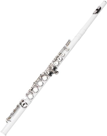Flûte traversière 16 clés, instrument d'étude en cuivre blanc pour étudiants, professionnels et débutants avec étui de transport, chiffon de nettoyage, clé de sol ergonomique