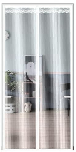 Wokuaile Mosquitera Puerta Magnética 140 x 210 cm en Fibra de Vidrio Transpirables Cierre Automático Instalación Sin Taladrar Mosquitera Blanco