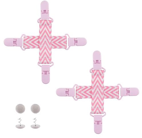 UFURMATE Bed Sheet Detangler 2Pcs Blanket Dryer Clips and Pins Useful Laundry Gadgets to Keep Bed Sheets/Blankets/Cloth from Tangling in Washer (Pink Wave Pattern)