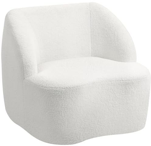 HOMCOM Sillón Tapizado en Borreguito Diseño Curvo Acolchado 81 cm Crema
