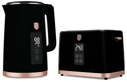 Berlinger Haus Ensemble bouilloire et grille-pain 2200 W – Collection noir et rose, ensemble de cuisine élégant, cuisson rapide, design élégant, idéal pour les cuisines modernes